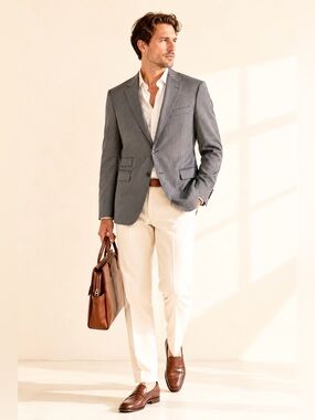 Strellson Tailored Virgin Wool Blazer Quiet Luxury Grey Sz 44R
